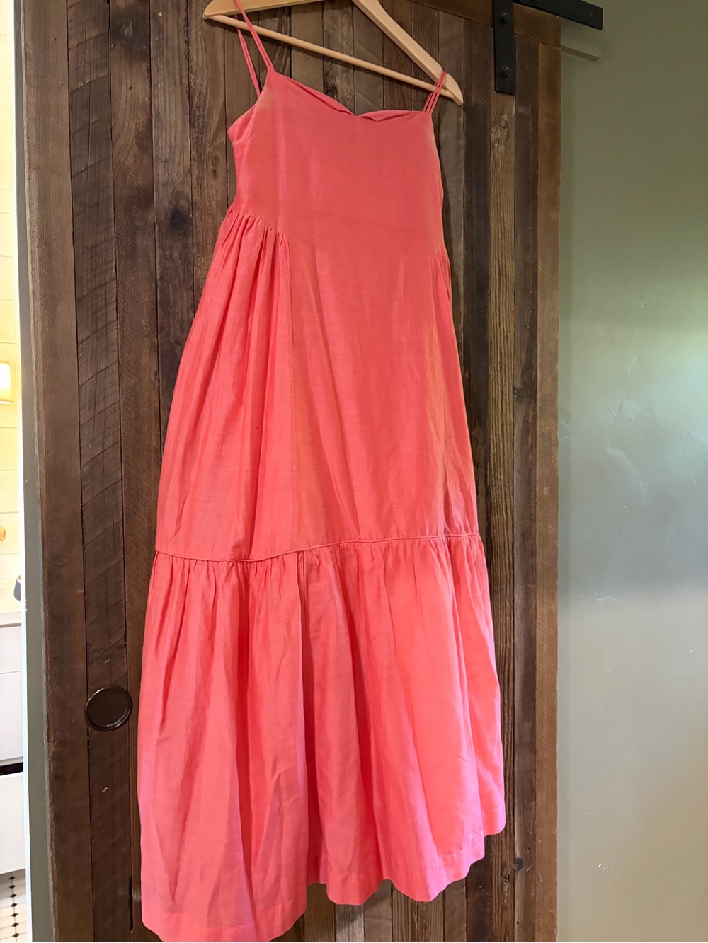 Women's Coral Pink Tiered Maxi Sundress